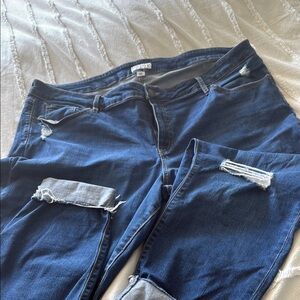 Distressed Blue Jeans